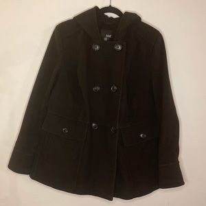 Black Hooded Peacoat